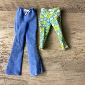 Vintage Barbie Blue and Floral Doll Pants Set‎